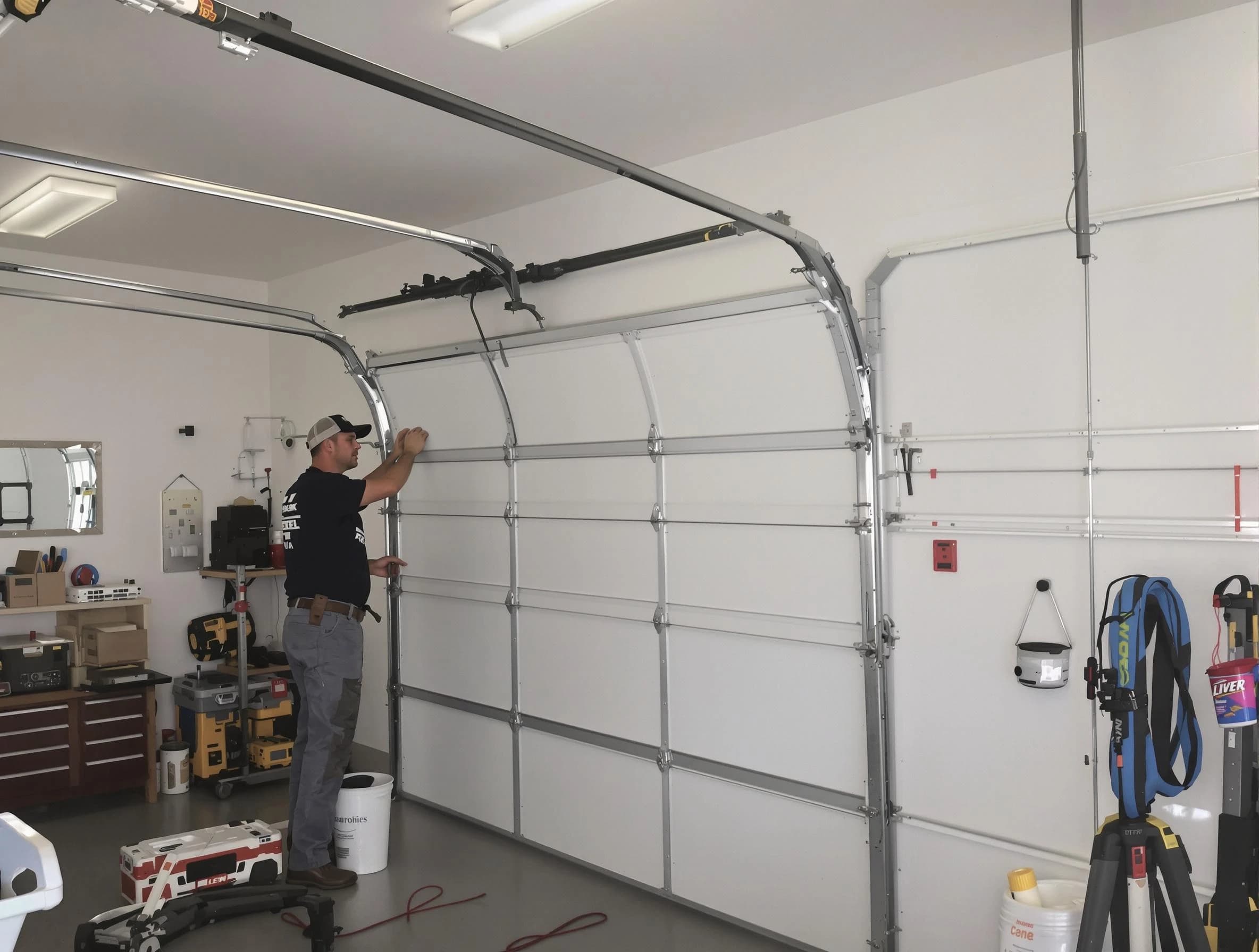 Stoughton Garage Door Repair team installing new garage door in Stoughton