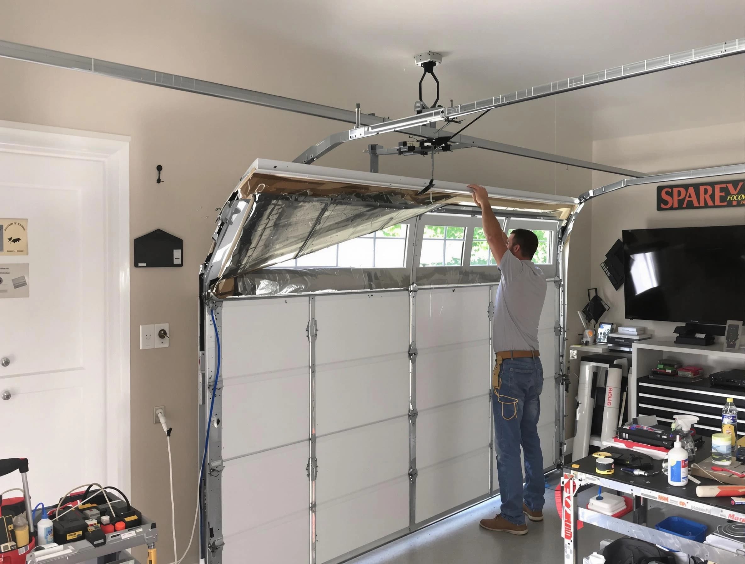 Garage door section replacement by Stoughton Garage Door Repair in Stoughton