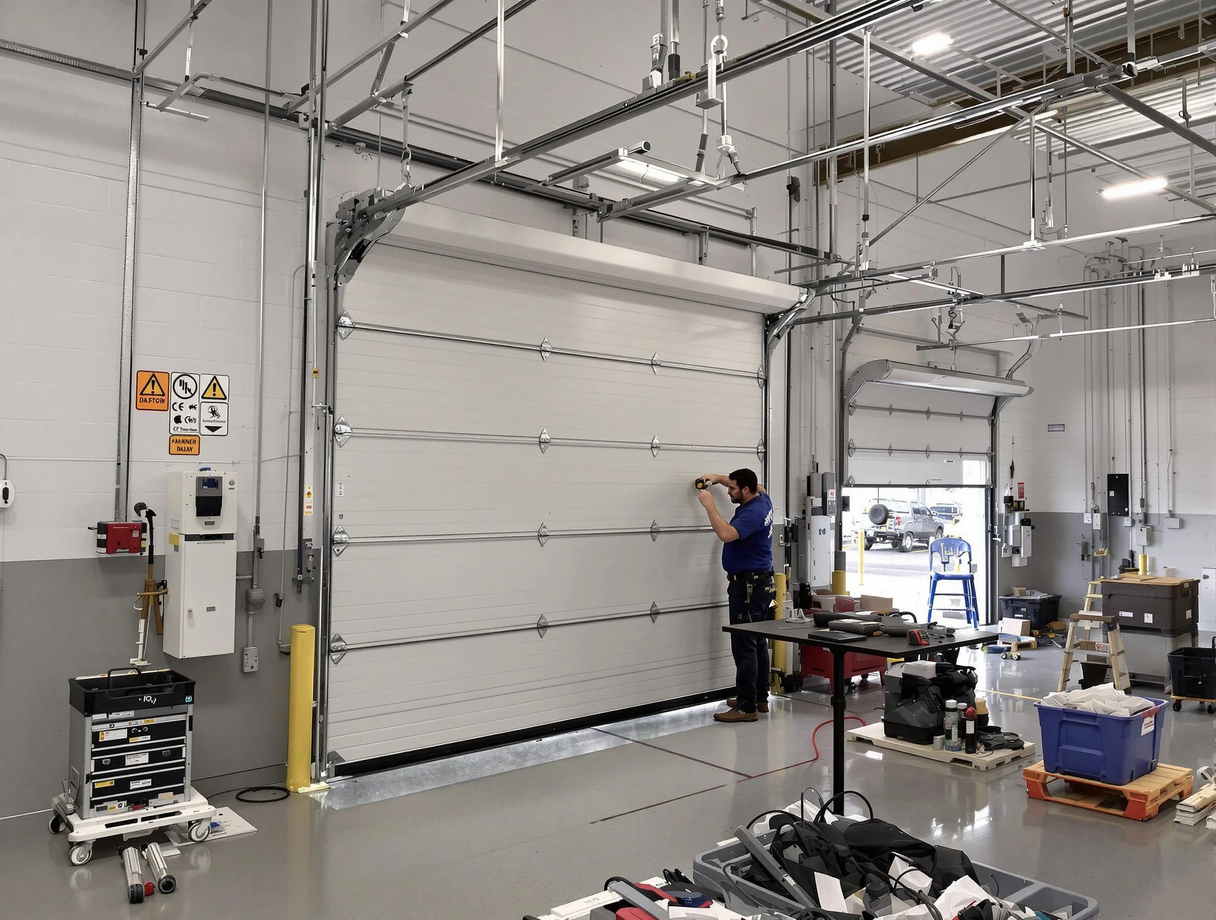 Commercial garage door repair being performed by Stoughton Garage Door Repair expert in Stoughton