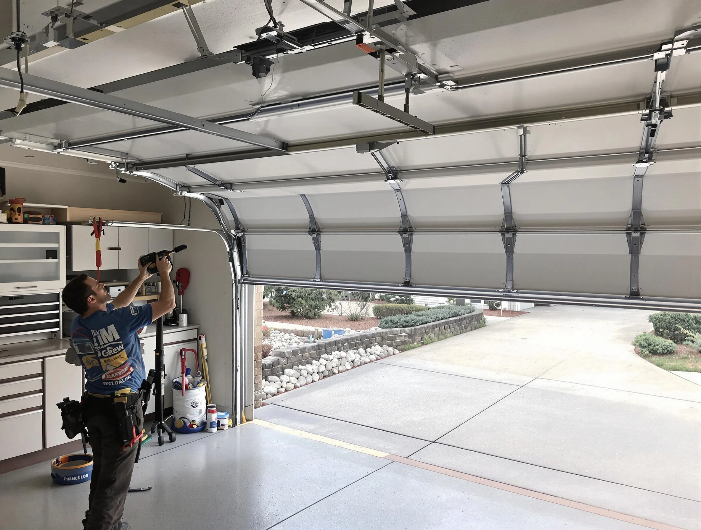 Garage door track repair service by Stoughton Garage Door Repair in Stoughton